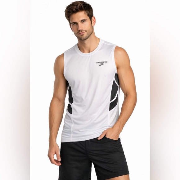 Brooks Other - Brooks White Sleeveless Running Tank with Black Accents Medium